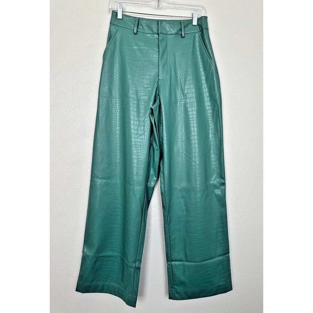 The Noli Shop Croc Pants Dark Sage Green Blue Festival Bohemian Women's 4 NEW - Picture 2 of 11